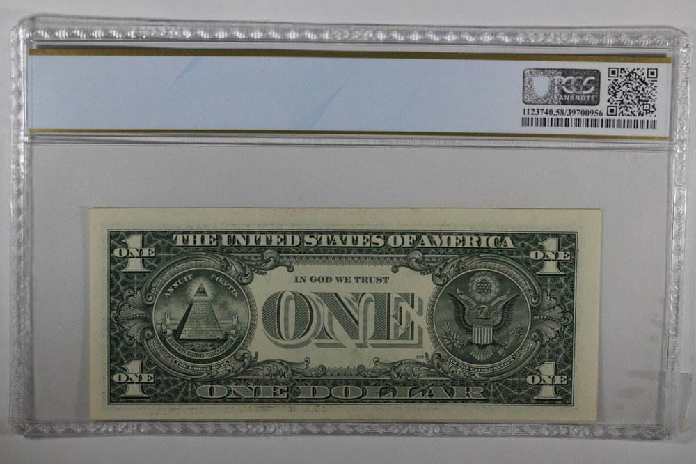 2001 $1 PCGS AU58PPQ PARTIAL OFFSET PRINTING ERROR - CONSEC.SERIAL #'S (2)