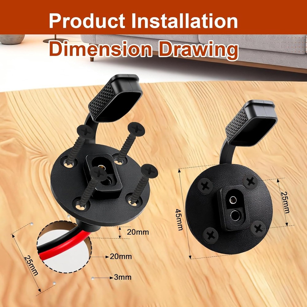 2-Pack 12AWG SAE Quick Connector 1FT Solar Battery Cable