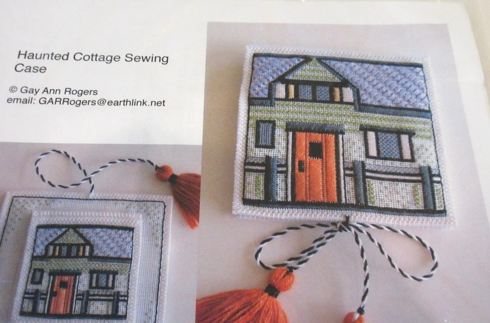 Gay Ann Rogers HAUNTED COTTAGE SEWING CASE Needlepoint/Ctd Thread Pattern