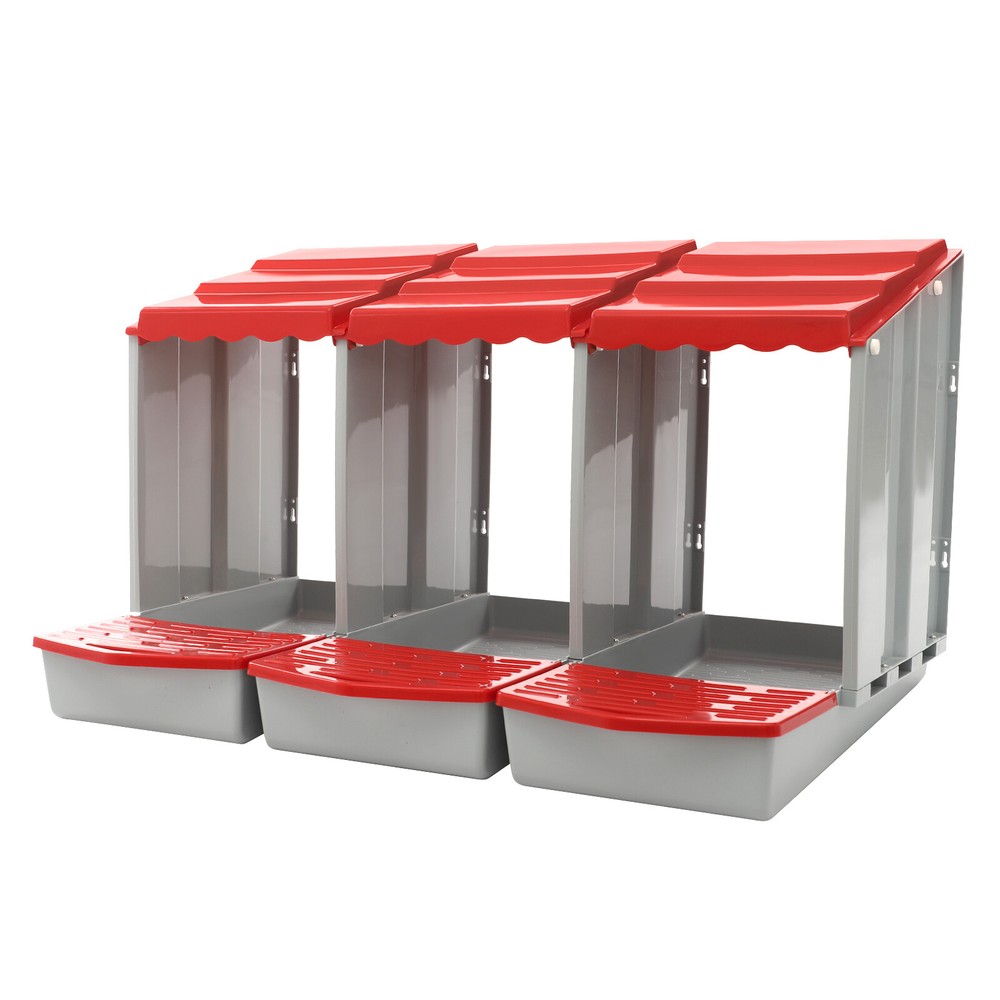 Red 3-Compartment Chicken Nesting Box Wall-mounted Rectangular Egg Collection US