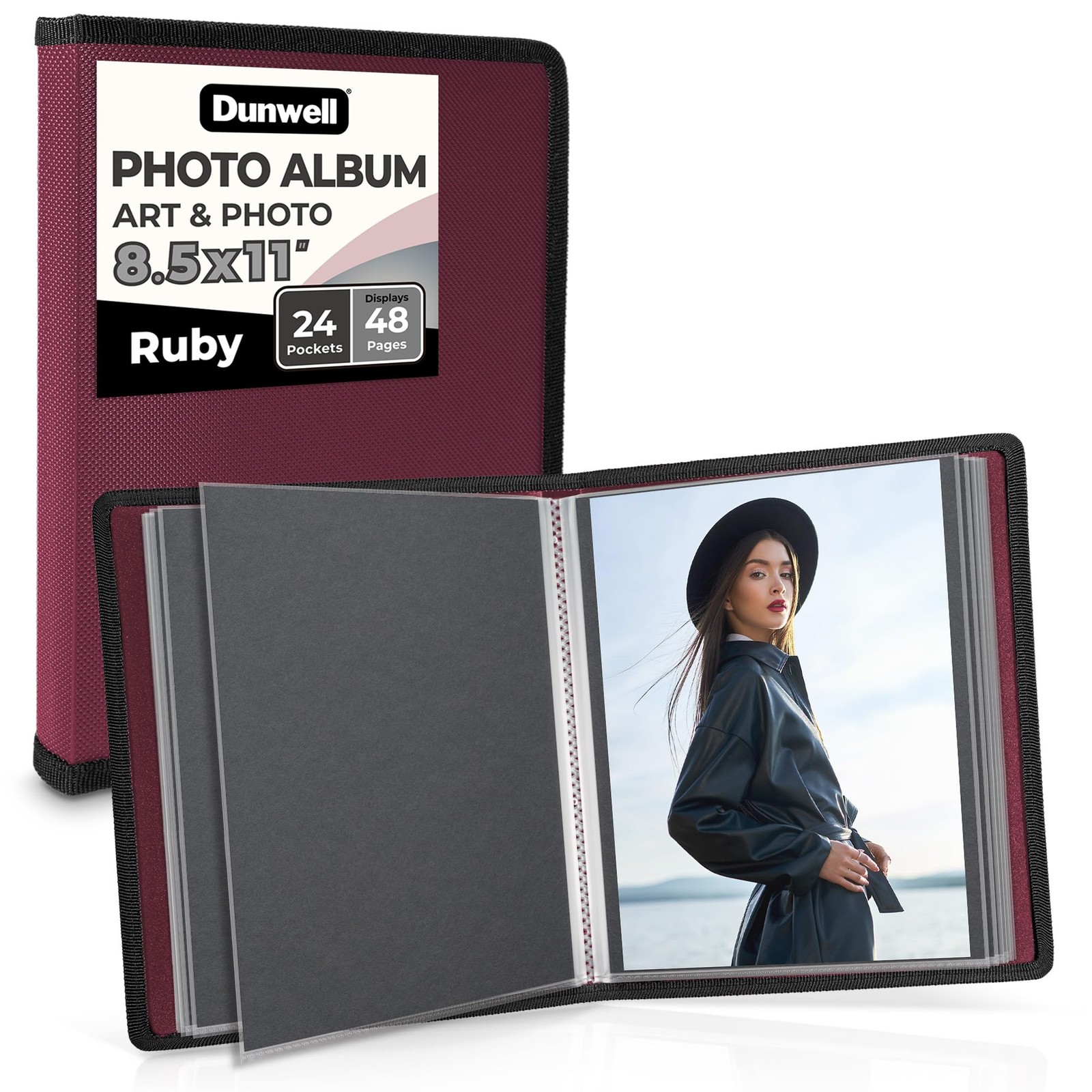 Art Portfolio 8.5x11 Folder (Ruby), Black Mounting Paper, Portfolio Binder fo...