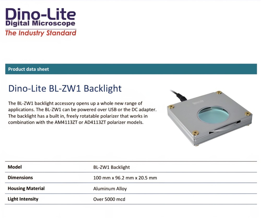 Dino-Lite BL-ZW1 Digital Microscope Backlight Pad - Mint Condition - USB Powered