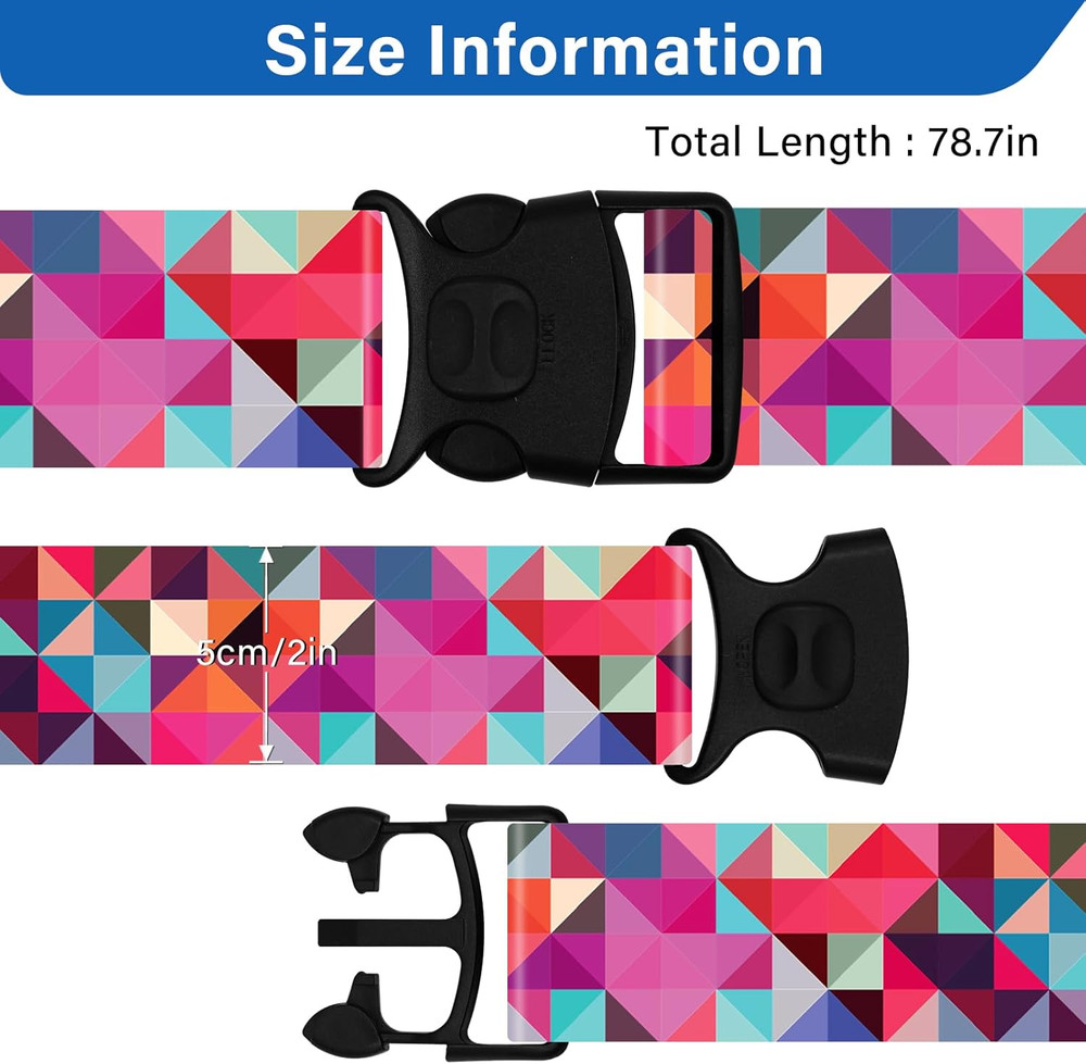 2 Pack Luggage Straps for Suitcases, Adjustable Belt with Double Lock and Quick