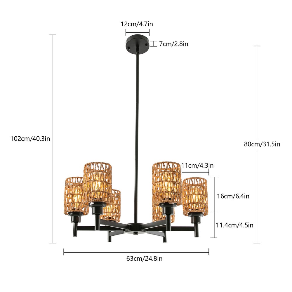 Modern Ceiling Light Chandelier 6-Head Pendant Lighting Ceiling Dimmable