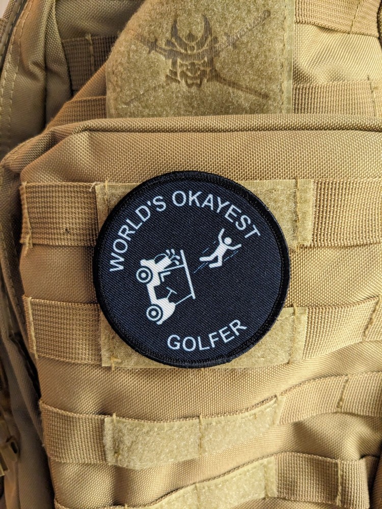 World's okayest golfer sports 3" circle hook & loop tactical patch Funny