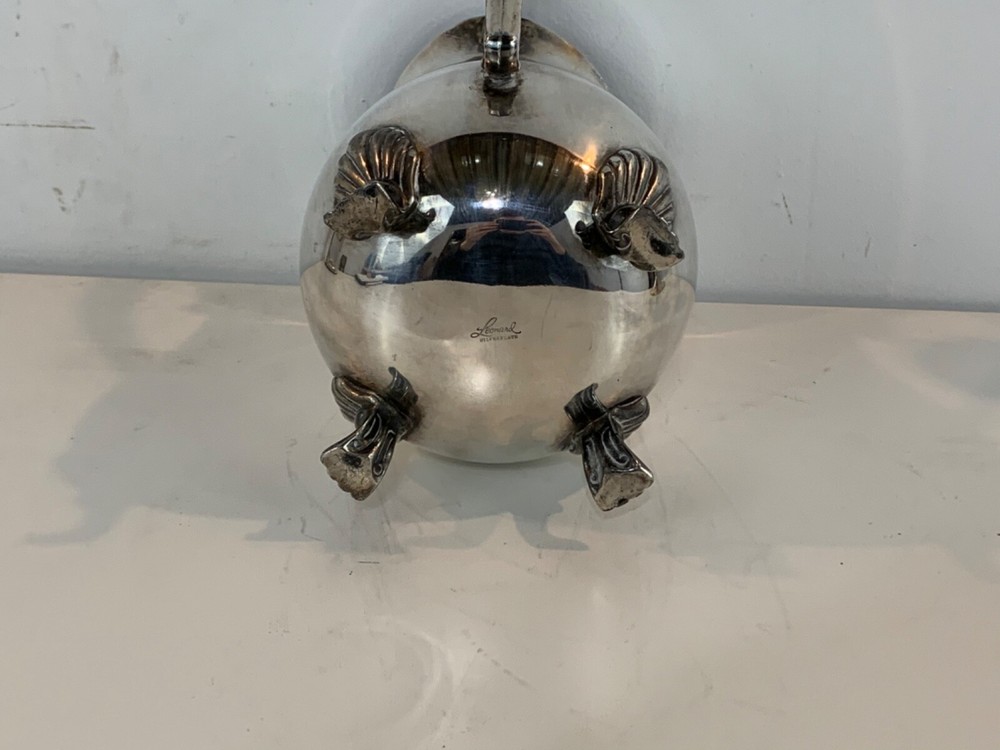 Vintage Leonard Silver Water Pitcher Footed Ice Guard