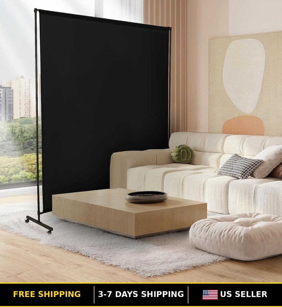Room Divider Screen 72"x72" with Lockable Caster Wheels, Privacy Panel Divider