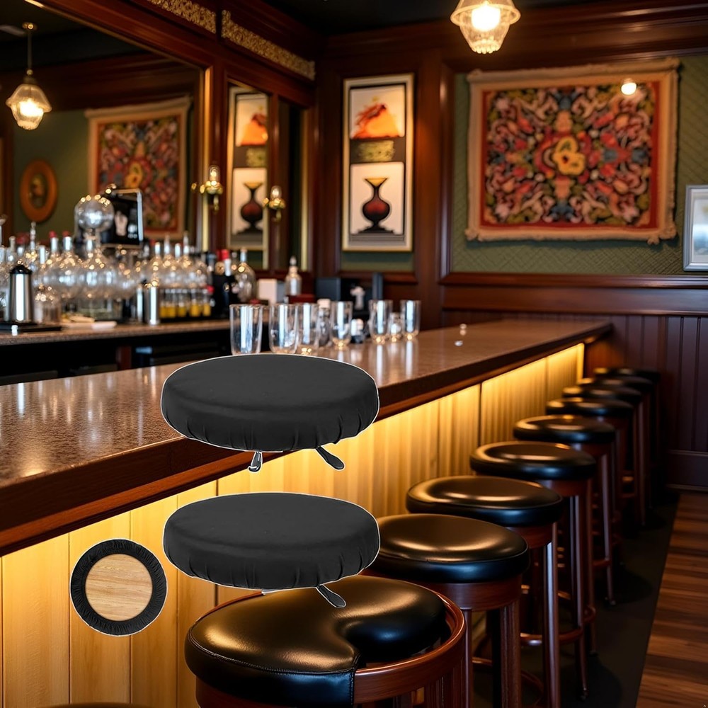 2 Pcs Bar Stool Covers, Soft Round High Elastic Bar Stool Cushion, Machine Wa...