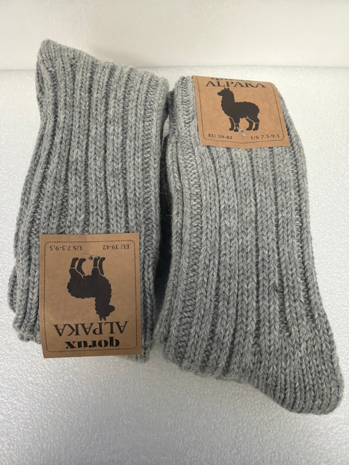 4 Pairs Alpaca wool socks thermal nature winter socks for women &men-Gray