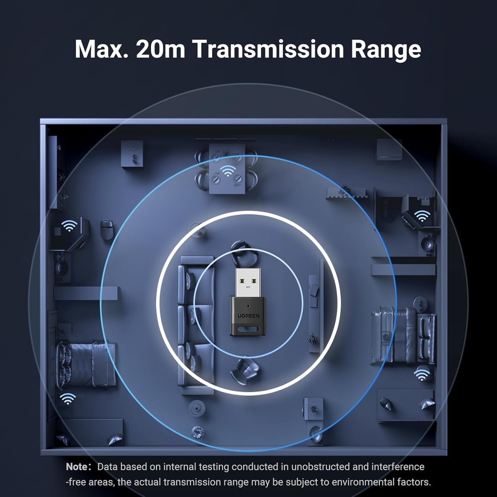 Bluetooth 5.3 USB Adapter for PC Windows 11 10 Plug and Play Bluetooth Receiver