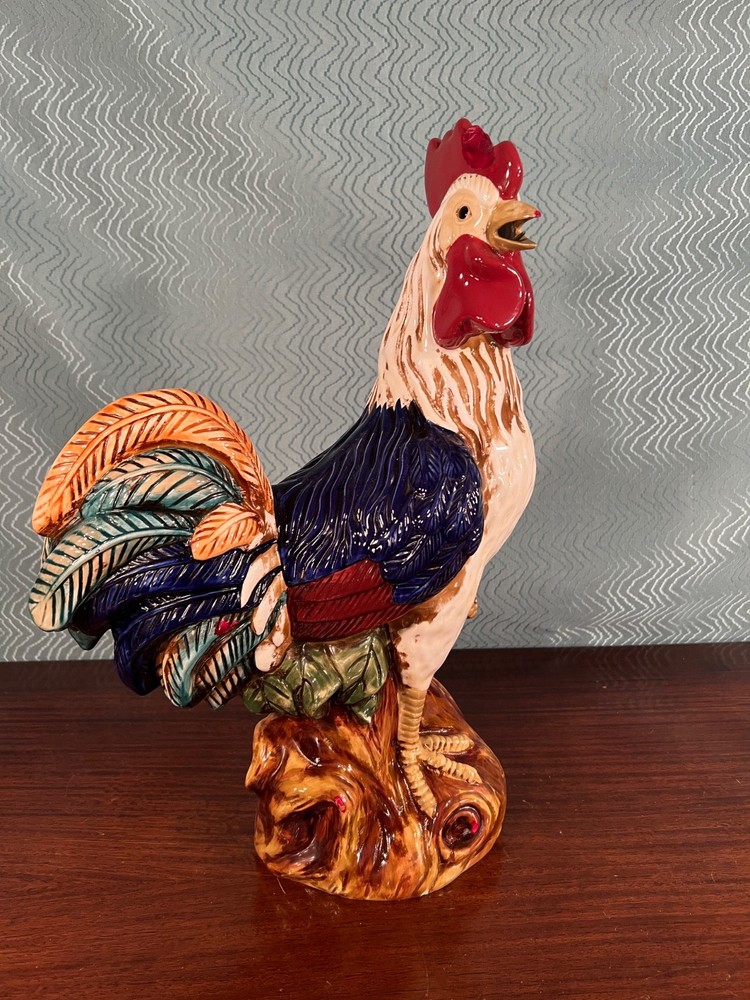 Ceramic Barnyard Rooster Figurine/Statue Multicolor - Now restored
