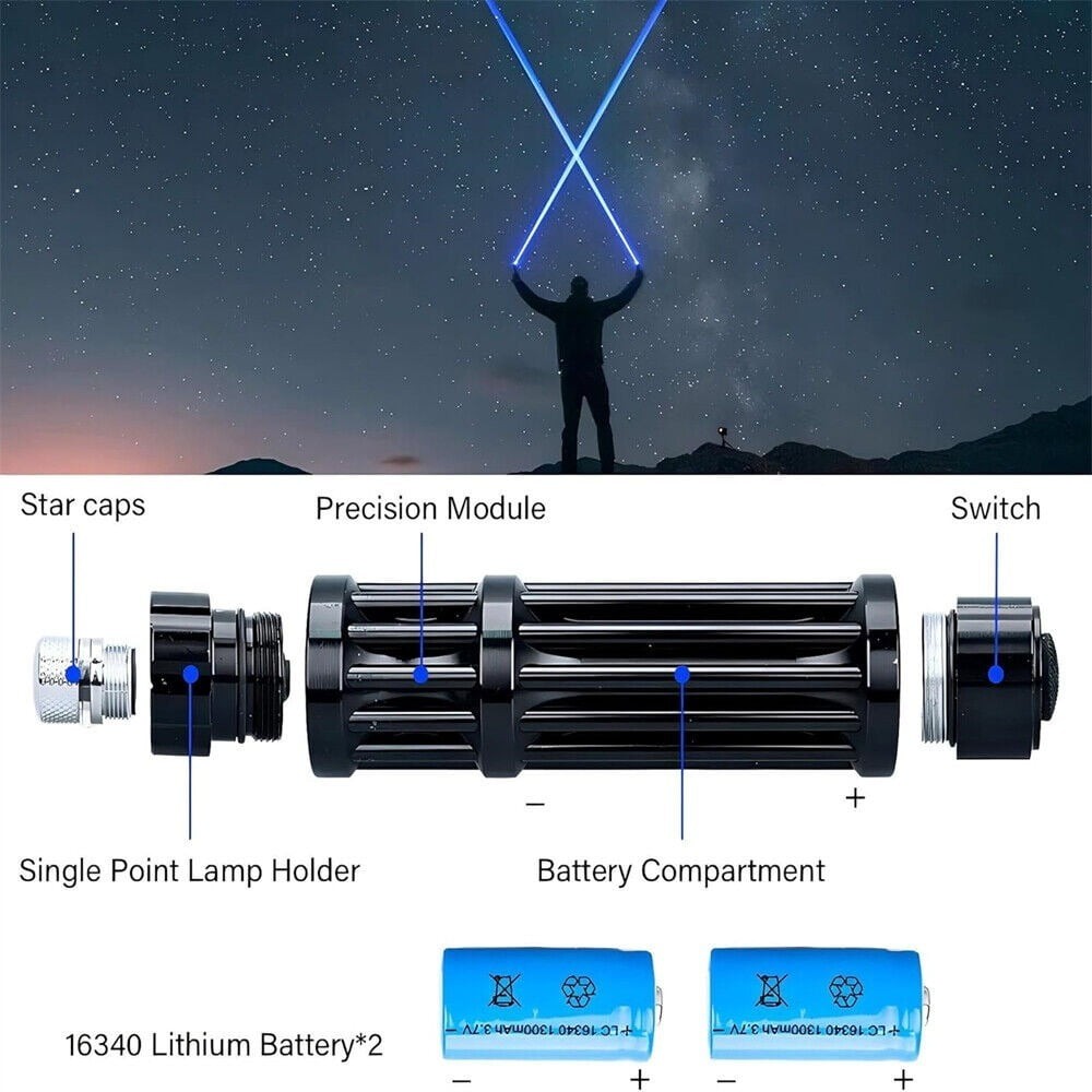 5W Adjustable High Power Blue Llight Laser Pointer Visible Dot Torch Light New