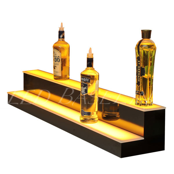 40" 2 Step LED Lighted Glowing Liquor Bottle Display Shelf Home Back Bar Rack