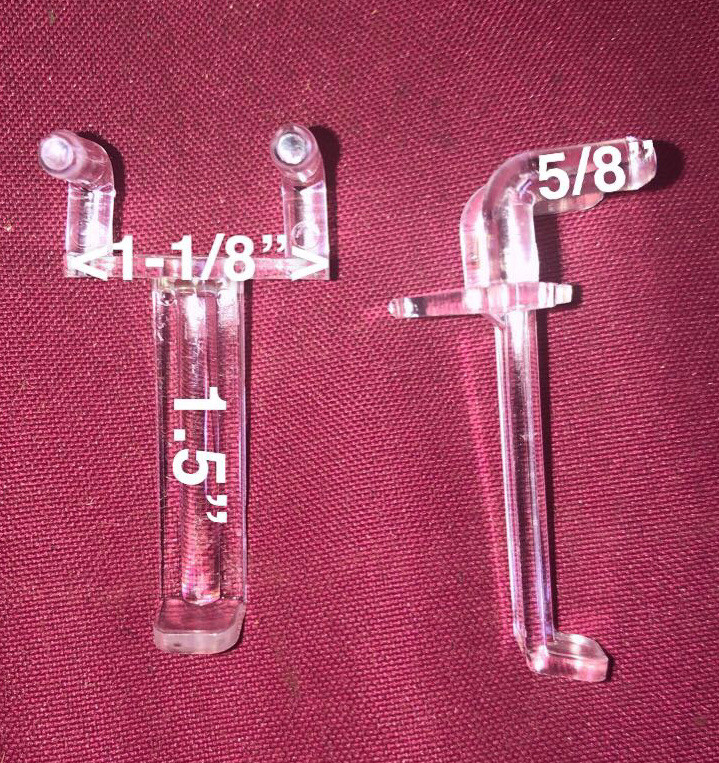 100 1.5” Clear Plastic Peg Hooks (Retail, Garage, Storage)