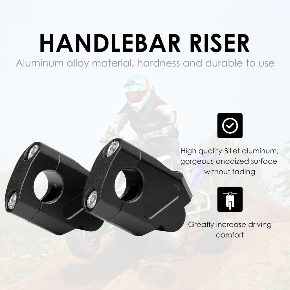 2pcs CNC 7/8" 22mm Handlebar Motorcycle Riser Mount Clamp Adapter Increased 38mm