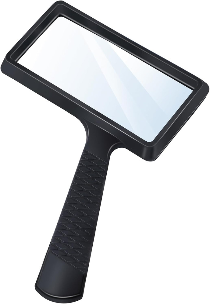 5X Rectangle Reading Magnifier, Large Handheld Magnifying Glass Scratch Resistan
