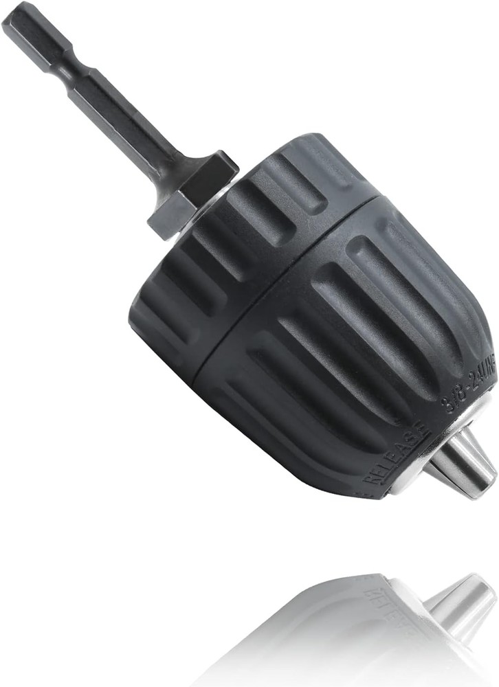 3/8" Keyless Drill Chuck Adapter with 1/4" Hex Shank for Impact Drivers