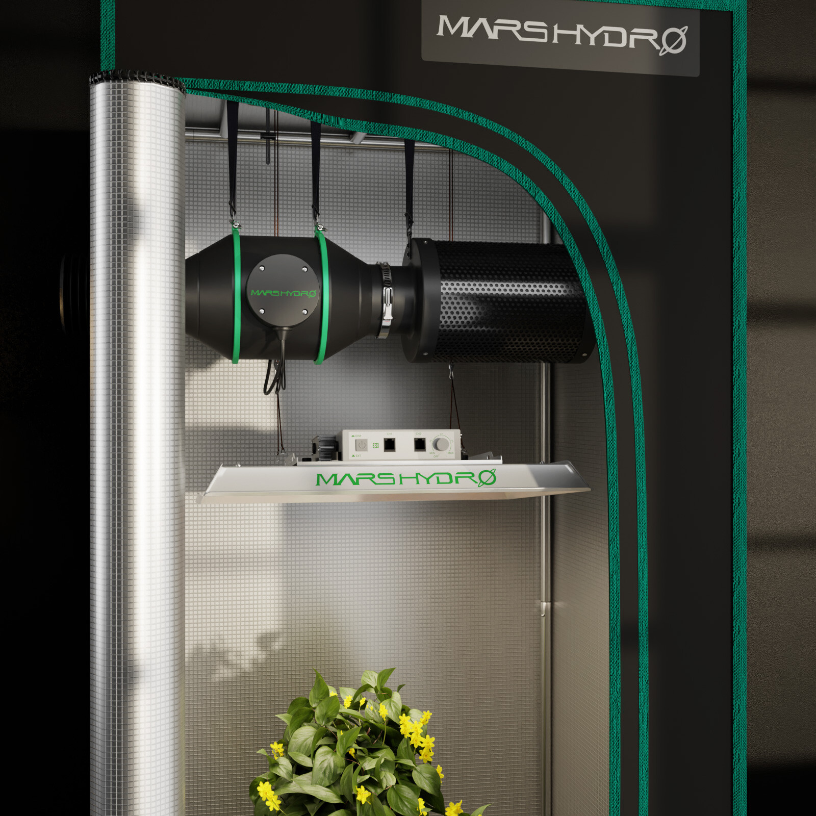 Mars Hydro 4" Inline Fan Ventilation Kit with Thermostat Controller