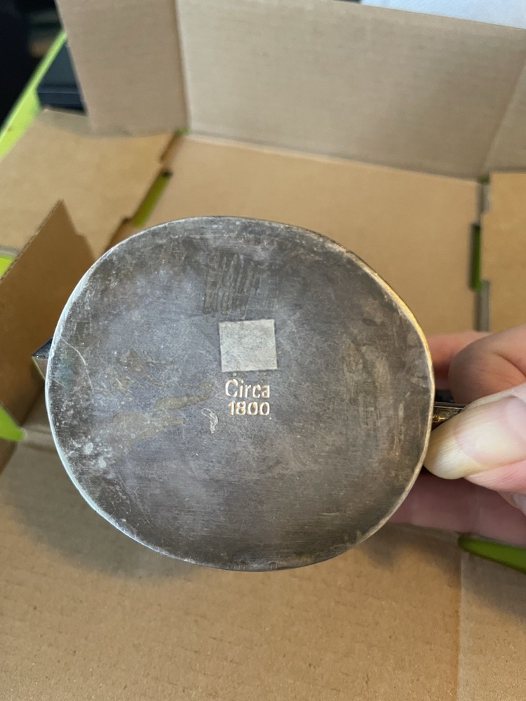 Silverplate Teapot Circa 1800 Black Handle Hinged Lid