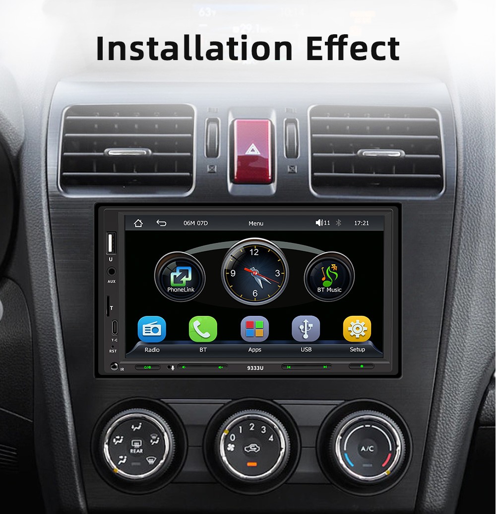 Double 7" 2Din Touch Screen Car Stereo Bluetooth Radio Apple/Android Carplay GPS