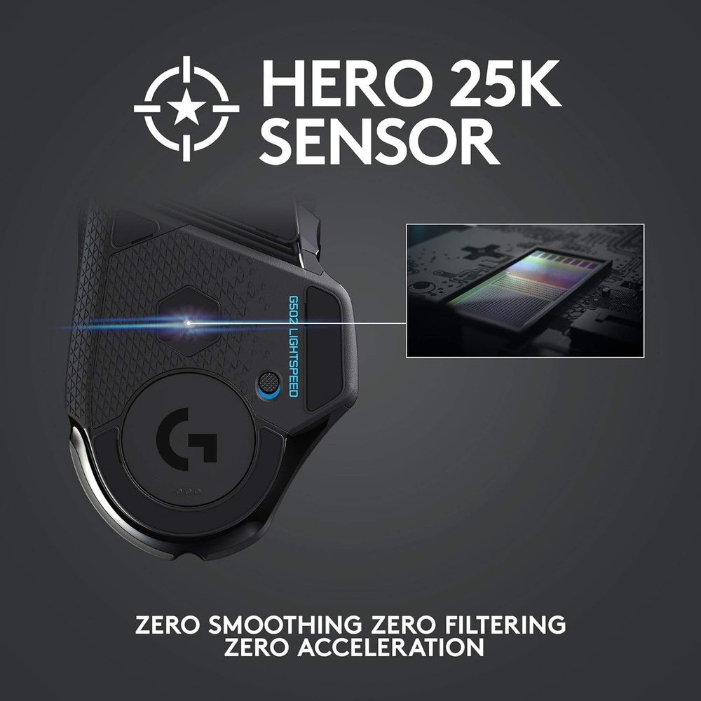 Logitech G502 Lightspeed Wireless Gaming Mouse with Hero 25K Sensor 910-005565