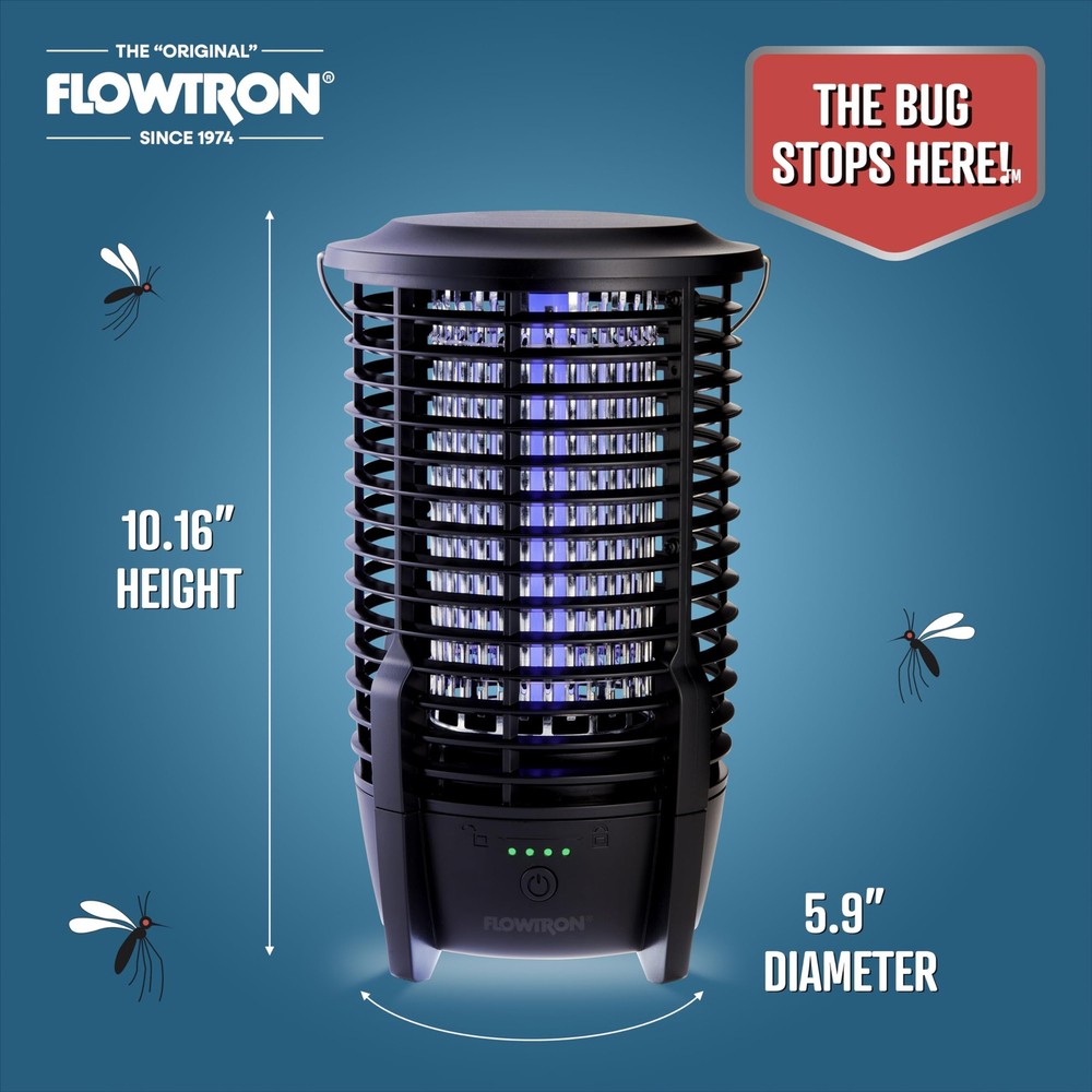 Flowtron Rechargeable Bug Zapper, 2150 Sq Ft with LED Light