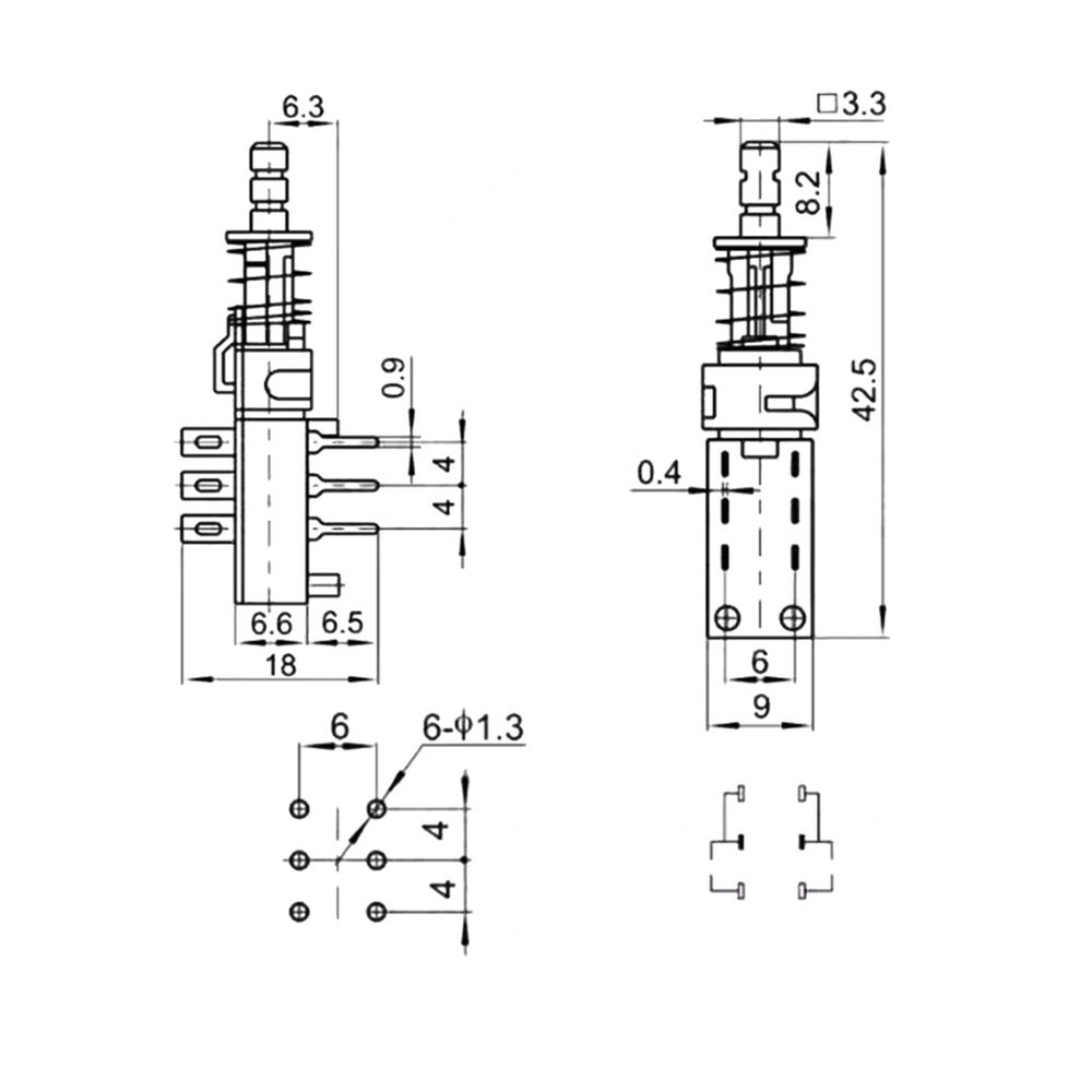 6pcs Momentary Push Button Switch DPDT 2 Pole 6 Pin 1 Position