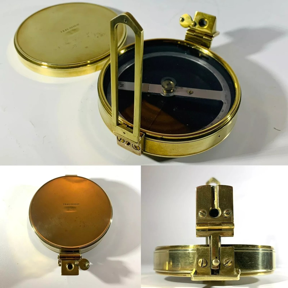 Large Solid Brass Prismatic Surveyors Compass by Francis Barker & Son (d.1932)