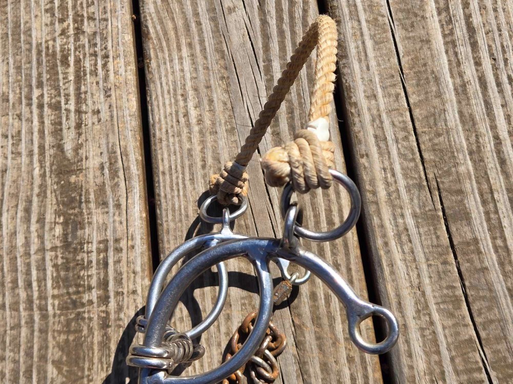 CC MAKER MARKED Size 5" Twisted Gag Rope Nose Western Combination Bit Hack Combo