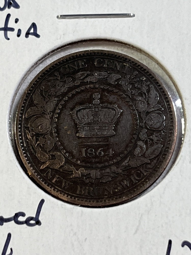 1864 Nova Scotia One Cent Coin Cleaned