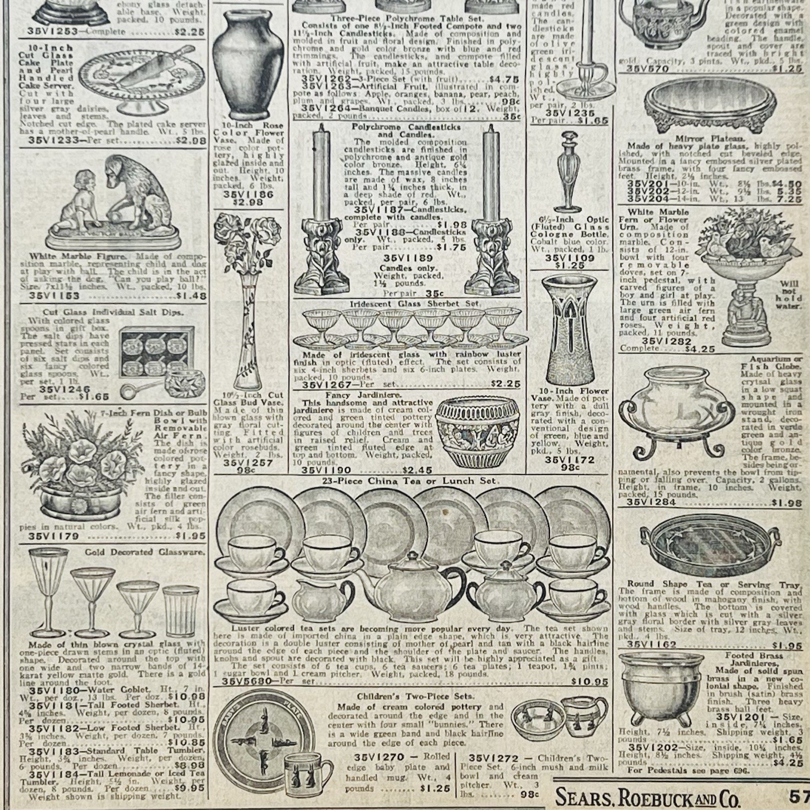 1931 Art Deco CUT GLASS & PORCELAIN POTTERY HOUSEWARES TABLEWARE Sears PRINT AD