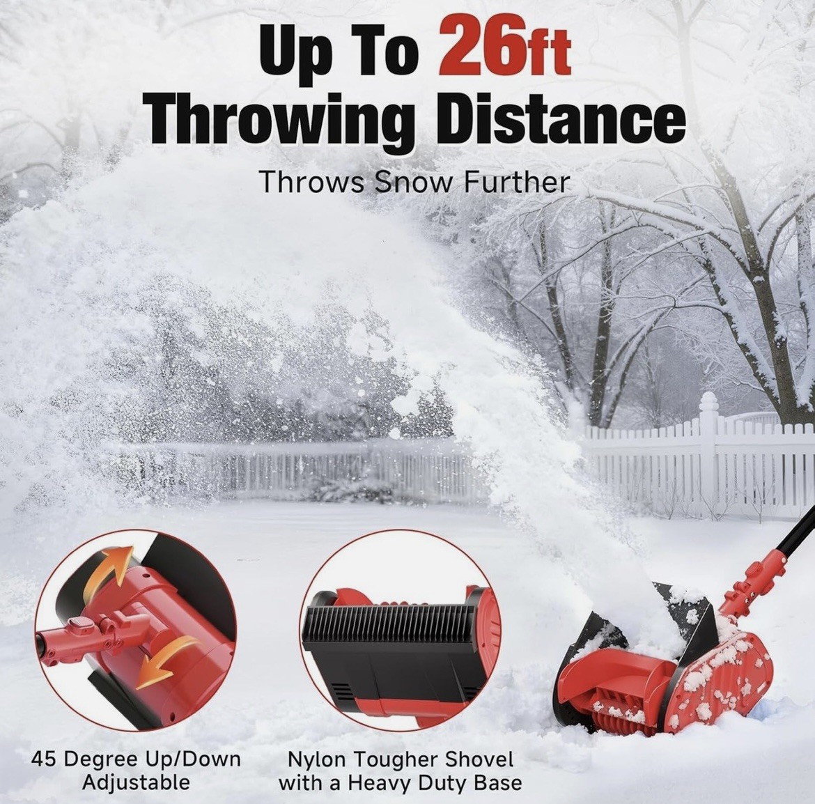 Electric Cordless Snow Shovel, 14.4-Inch | 24V | 5.0Ah Brushless Cordless Snow B