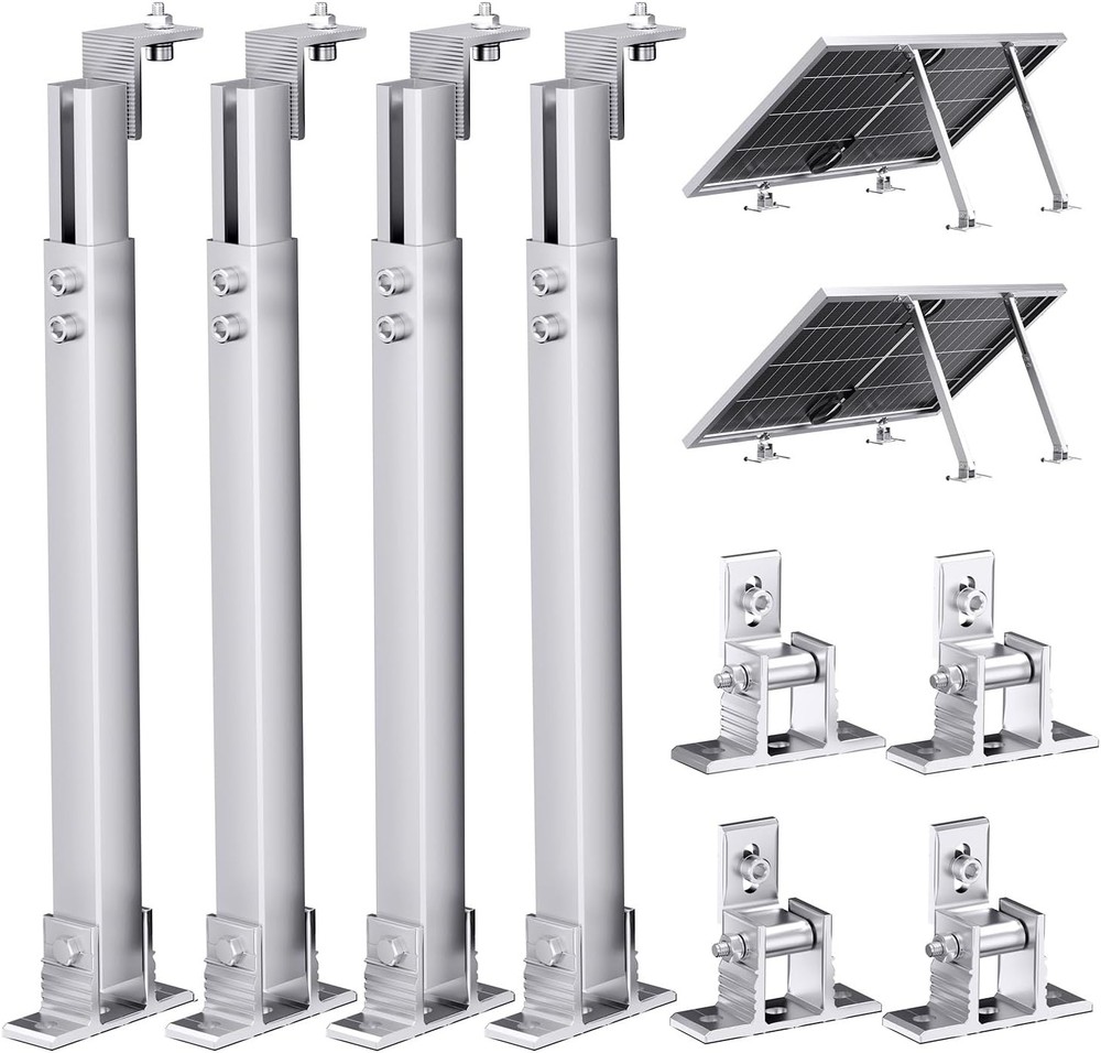 Solar Panel Tilt Mount Brackets Flat Surface RV Roof Off-Grid Adjustable Angle