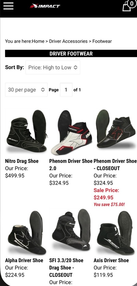 Impact Racing Lightning Bolt Shoe Size US 7
