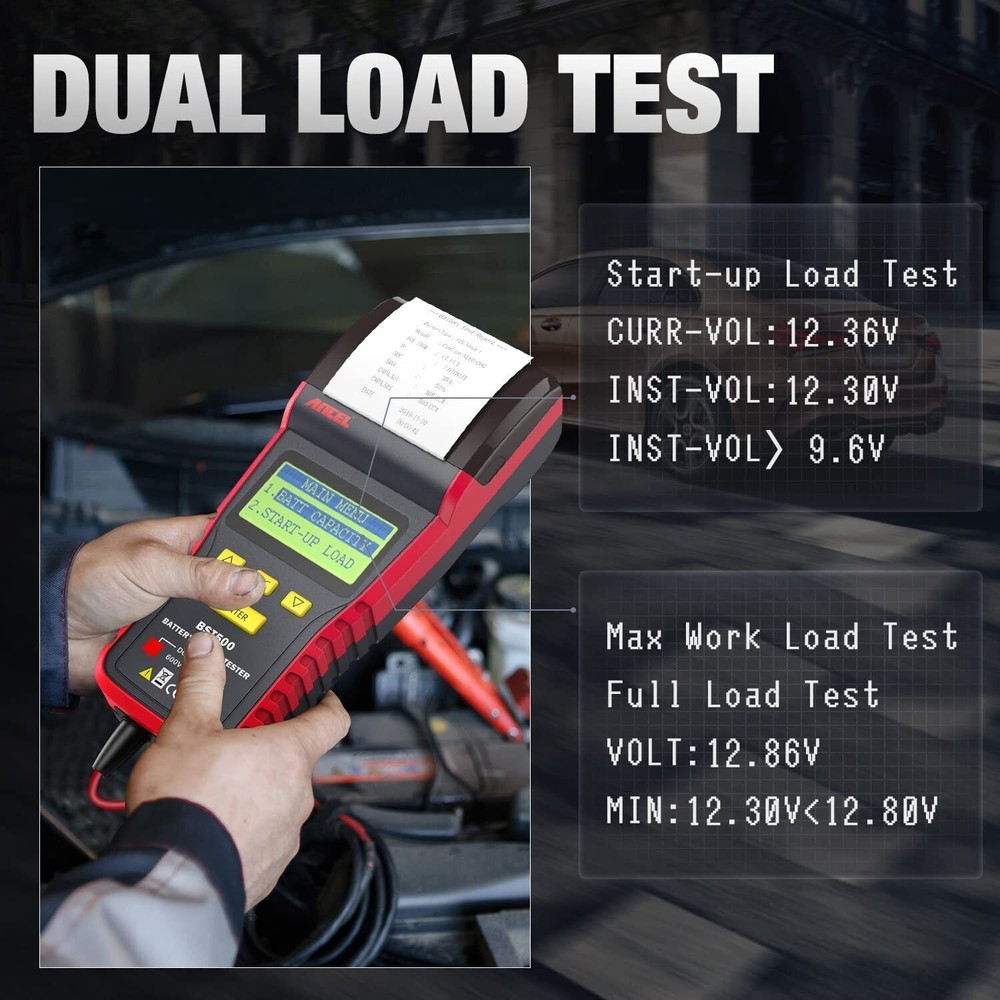 ANCEL BST500 Car Battery Tester Cranking Charging System Analyzer with Printer