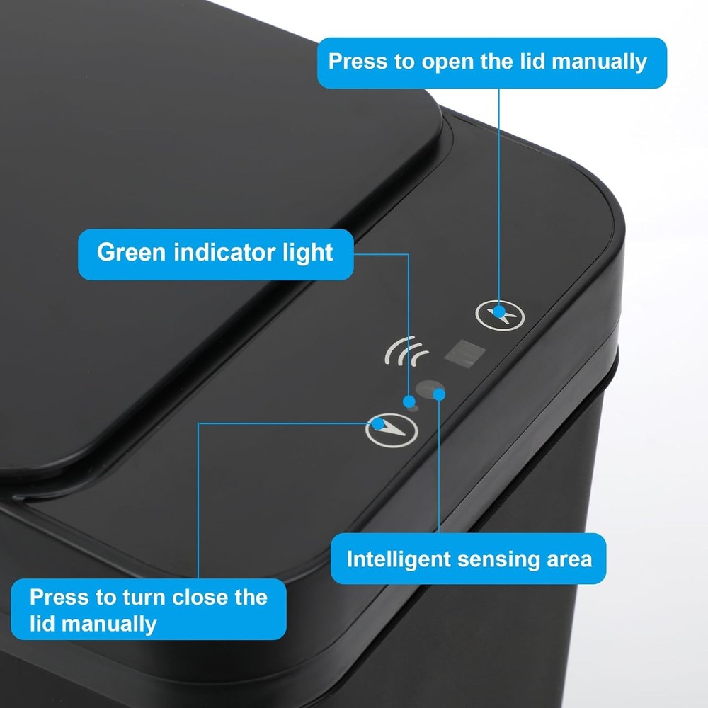 2 Pack Bathroom Trash can,Smart Touchless Can,Automatic Black+Black