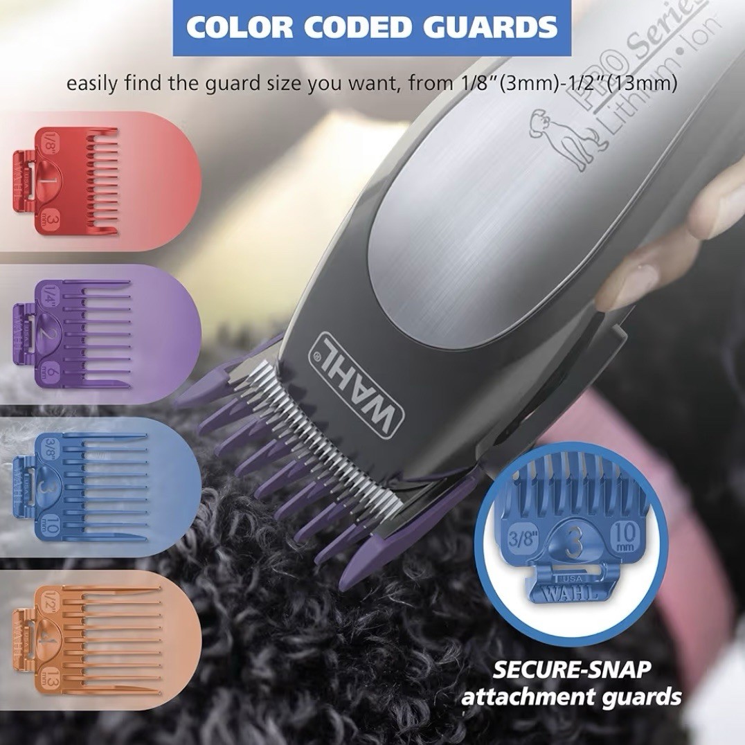 Wahl USA Lithium Ion Pro Cordless Dog Grooming Kit, Rechargeable, Black, 9766