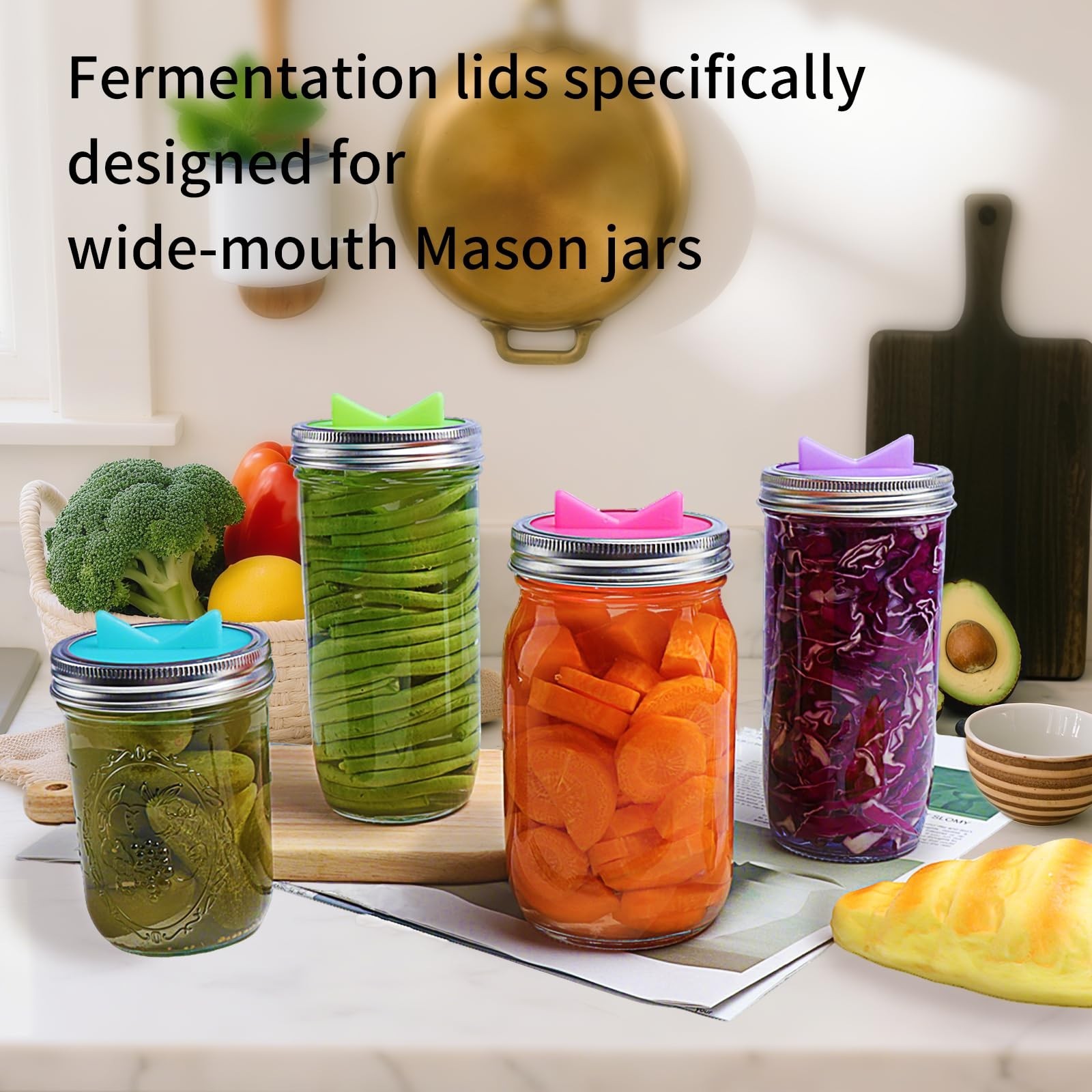 1 pack Glass Weights and 2 Fermentation Airlock Lids for Wide Mouth Mason Jar...