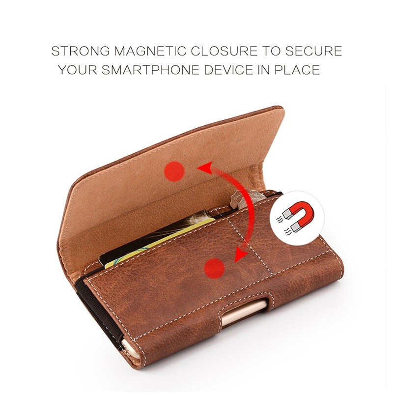 Universal Horizontal Large Leather Pouch Phone Case for iPhone Galaxy Huawei