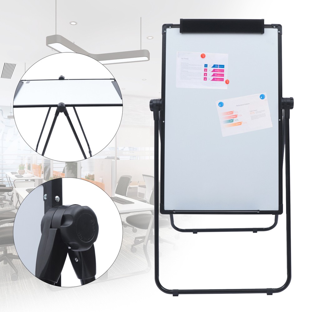 Black Frame Portable Whiteboard Height Adjustable Flip Chart Writing Memo Board