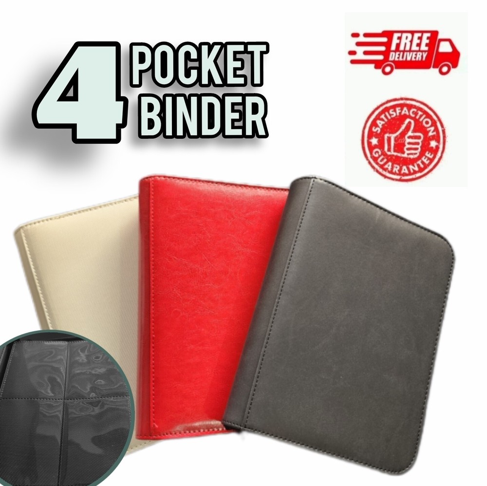 4 Pocket Trading Card Zipper Binder | Album Folder Leather Sode Loading Pokemon