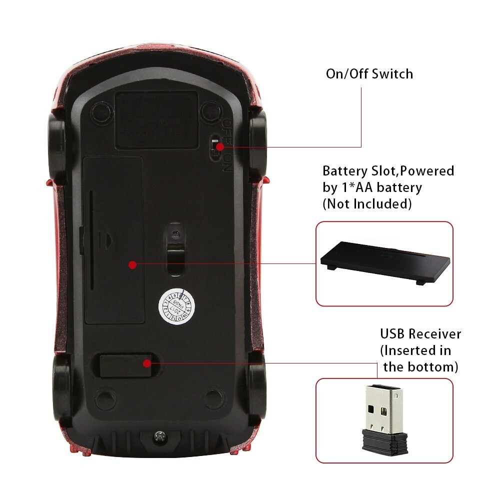 Sports car shape computer mouse optical wireless mice with LED flash light