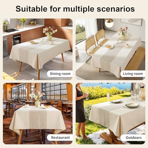 Manteles de lino para mesas rectangulares, 134" x 55" (Rectangular) Beige Bd