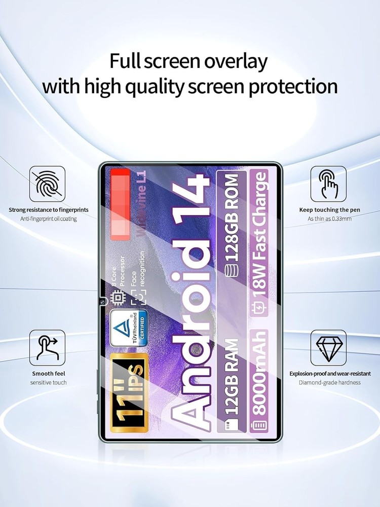 Touch Sensitive Screen Protector with Oleophobic Coating for JIKOCXN Tablets