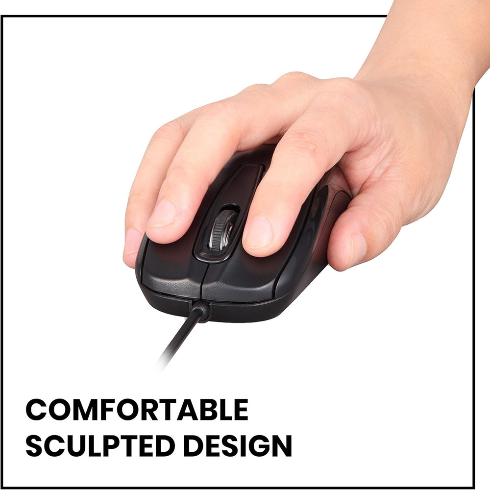 USB 2.0 Optical Wired Scroll Wheel Mouse PC Laptop Notebook Desktop Black Mice