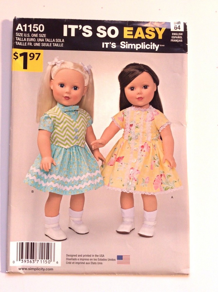 Simplicity  A1150   18" Doll Clothes
