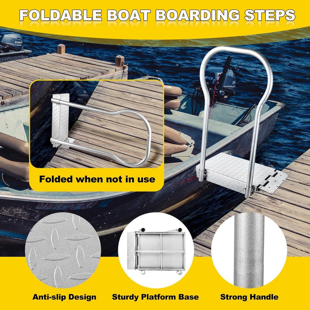 Boat Boarding Platform With Handrail, Foldable Dock Boarding Platform W/ Handle