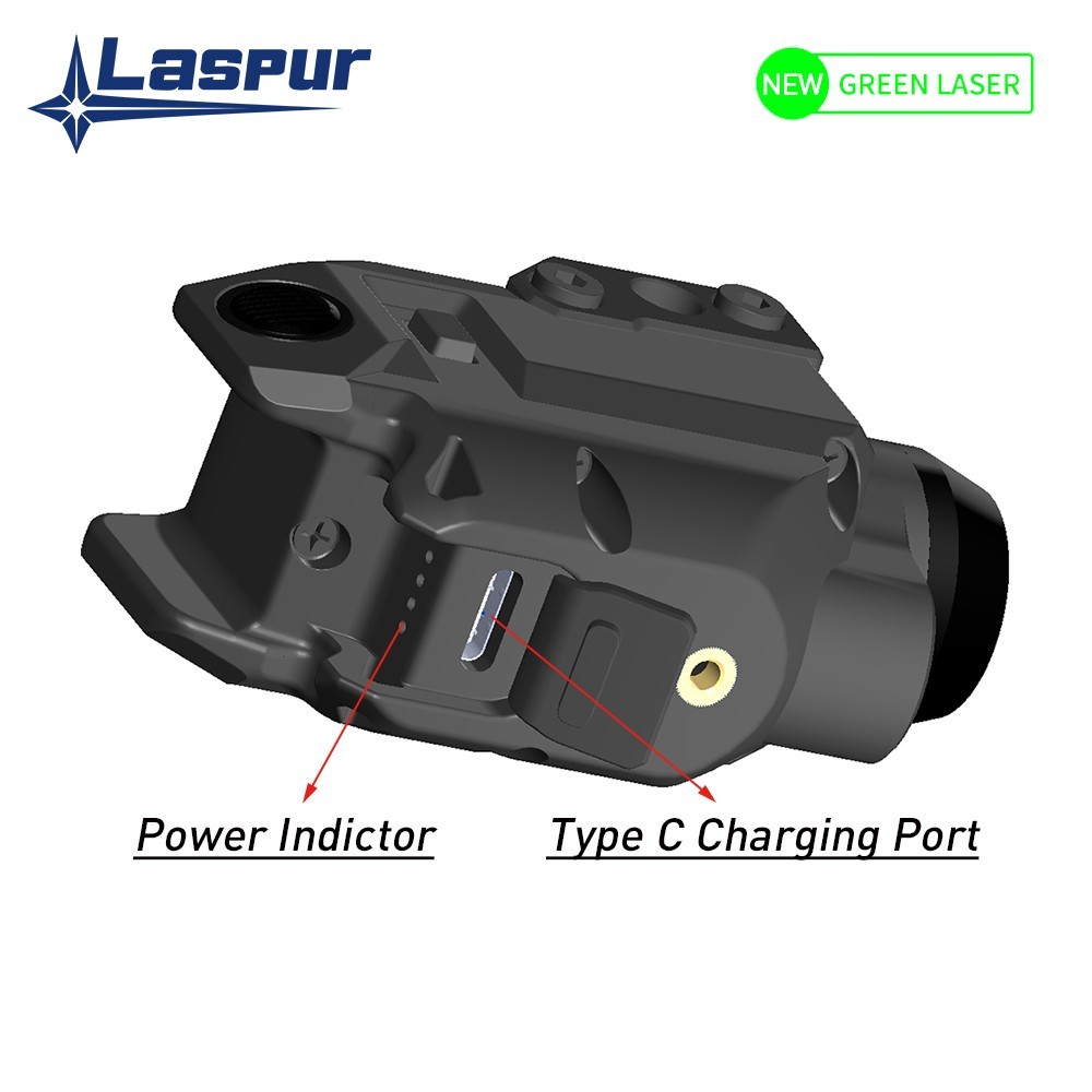 Laspur Sub Compact Green Laser Sight with Flashlight Combo Rechargeable Battery