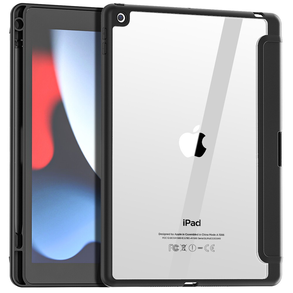 For iPad 9th/8th/7th Gen 10.2" Clear Case With Pencil Holder+Screen Protector