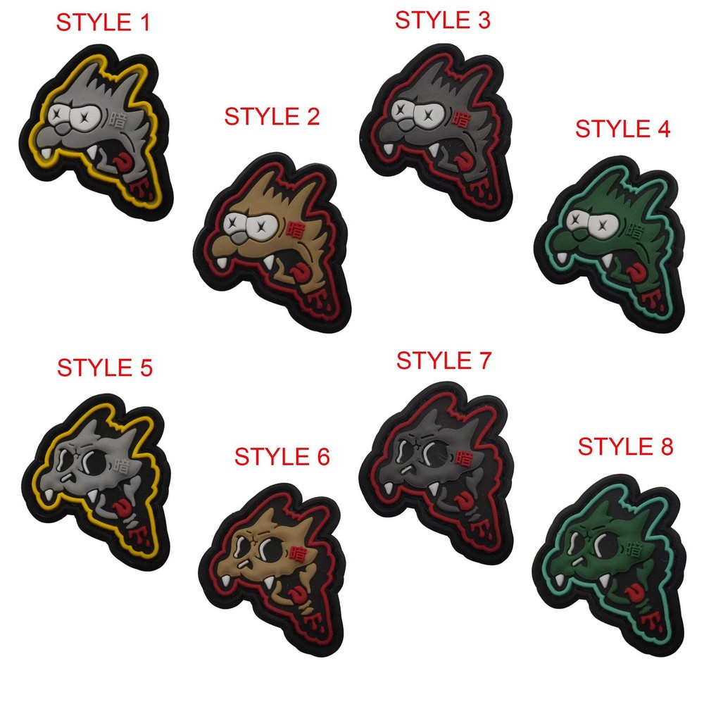 Pair Of Animated Devil Dog Simpsons PVC Hook and Loop Tactical Morale Patch Rang